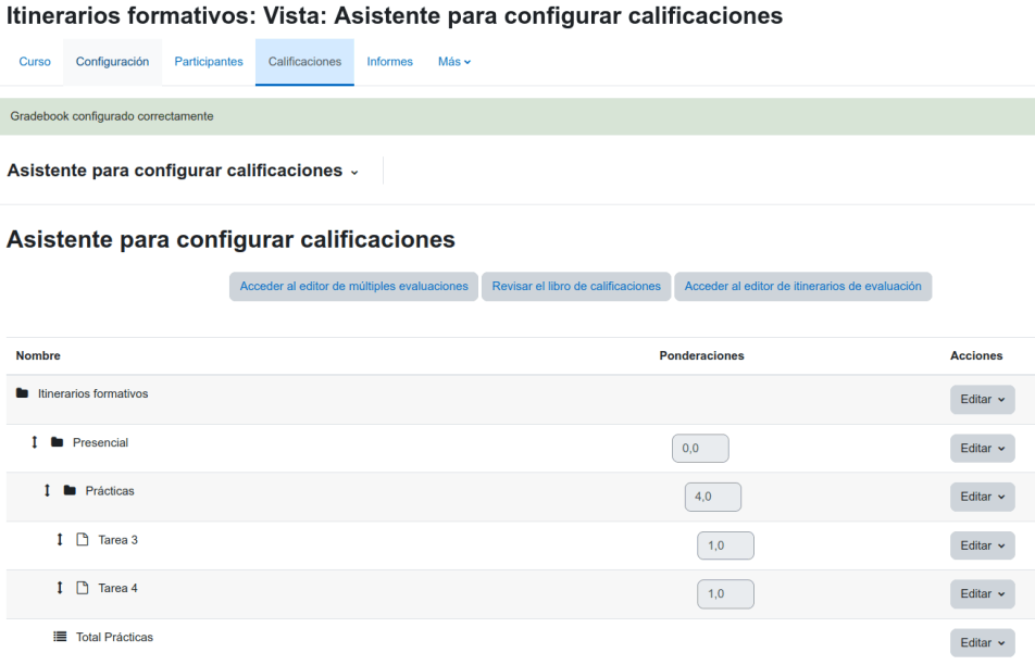 Configuración "de facto" del libro de calificaciones.